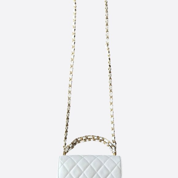 CHANEL Handbags - CHANEL White top handle Bag with Elegant Chain
